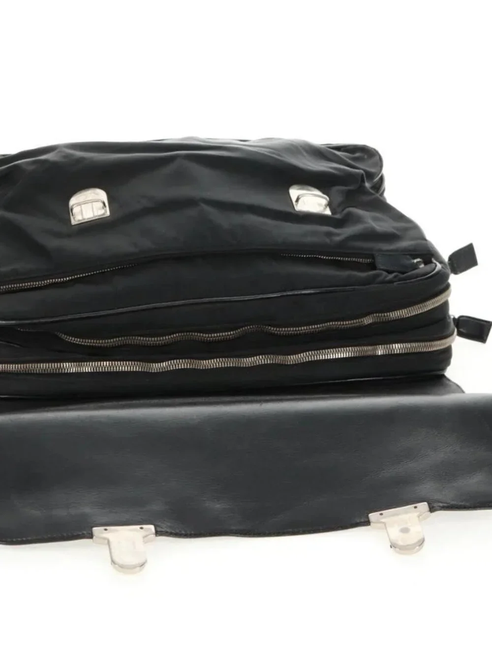 PRADA Hand Bag Nylon Leather Black Silver Auth bs32080 - Picture 10 of 16